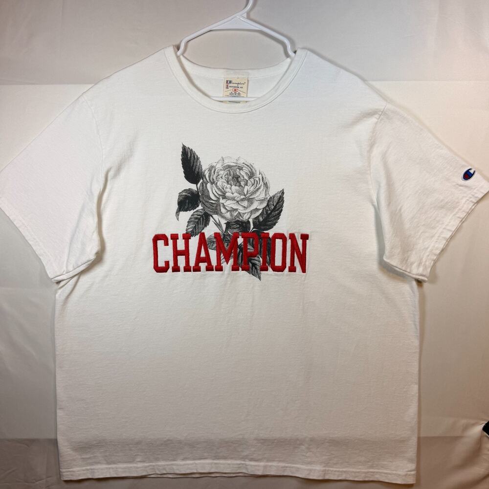 Champion Rochester Floral Graphic Stitched Embroidered Shirt Mens White Size XL